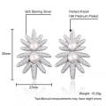 Mode Sonne Blume Design Sterling Silber Perle Ohrringe Stud